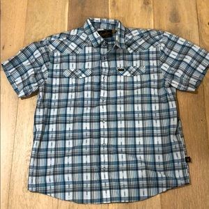 Howler Bros short sleeve plaid shirt. Size L.